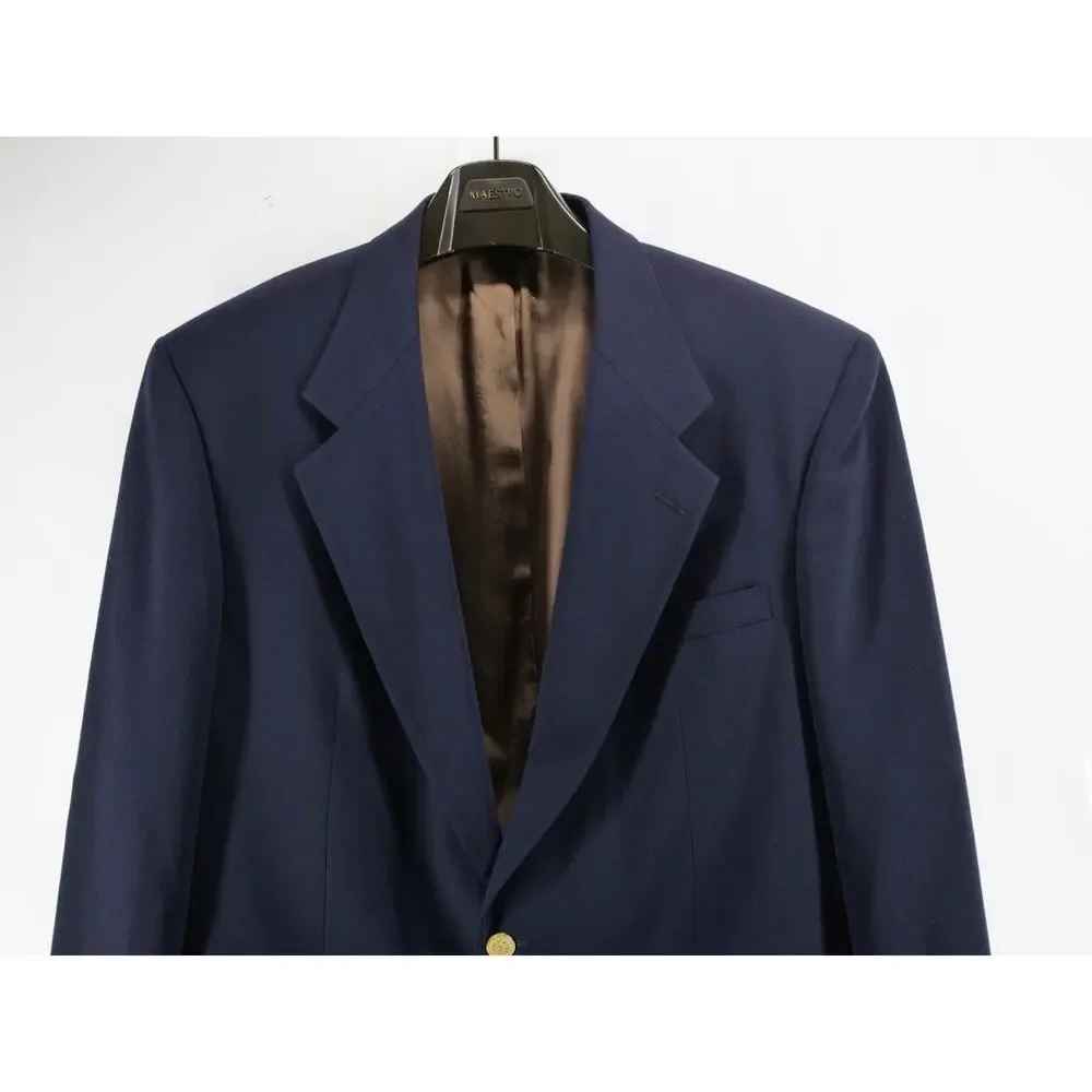 Bill Blass Navy Blazer 42R Wool Gold Crest Buttons Vintage